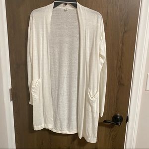Uniqlo white linen cardigan